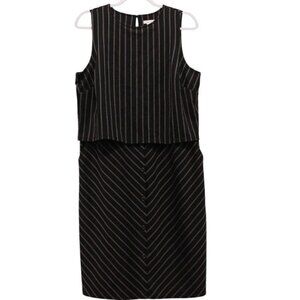 NWT J Jill Dress Medium Ponte Knit Pencil Striped Sleeveless Stretch Pockets